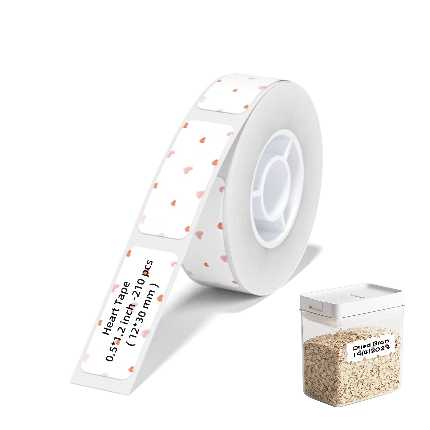 NIIMBOT D11 D110 D101 H1S Label Tape, Thermal Label for Home Office Organization, Waterproof Sticker 0.55"x1.96"(12x30mm), 130 per Roll (Heart)