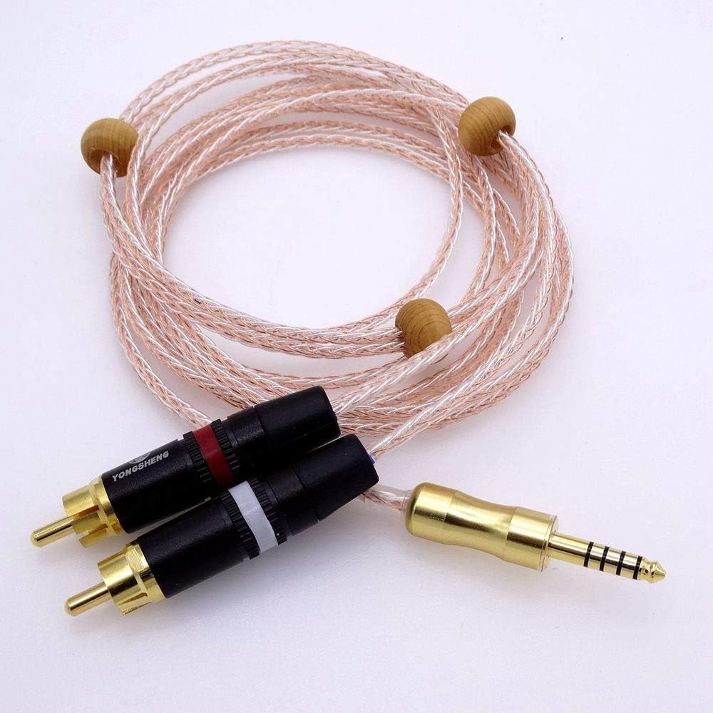 1Meter DIY 16 Cores OCC 8+8 Hybrid Silver Plated Cable 4.4mm Balanced to 2 RCA Male Headphone Audio Adapter for Sony NW…