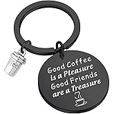 FUSTMW Coffee Lover Keychain - Coffee Themed Friendship Jewelry for BFF Birthday Gifts