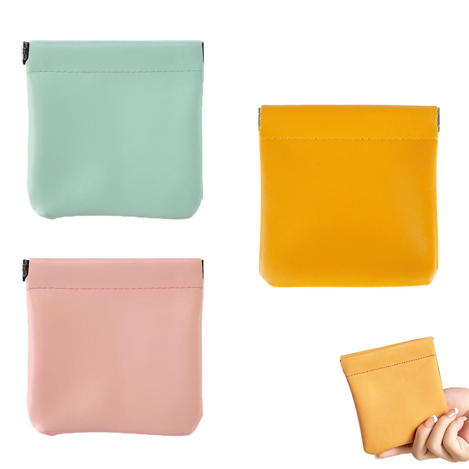 XINCHENG 3pcs Small Makeup Pouch, Mini Makeup Bag, Waterproof Leather Pocket Makeup Bags, No Zipper Pocket Makeup Bags for Cosmetics Earphones Jewelry Storage