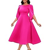 HuiSiFang Women's Pleated Dresses Elegant High Waisted Solid Color Long A Line Dresses Ruched Maxi Dress