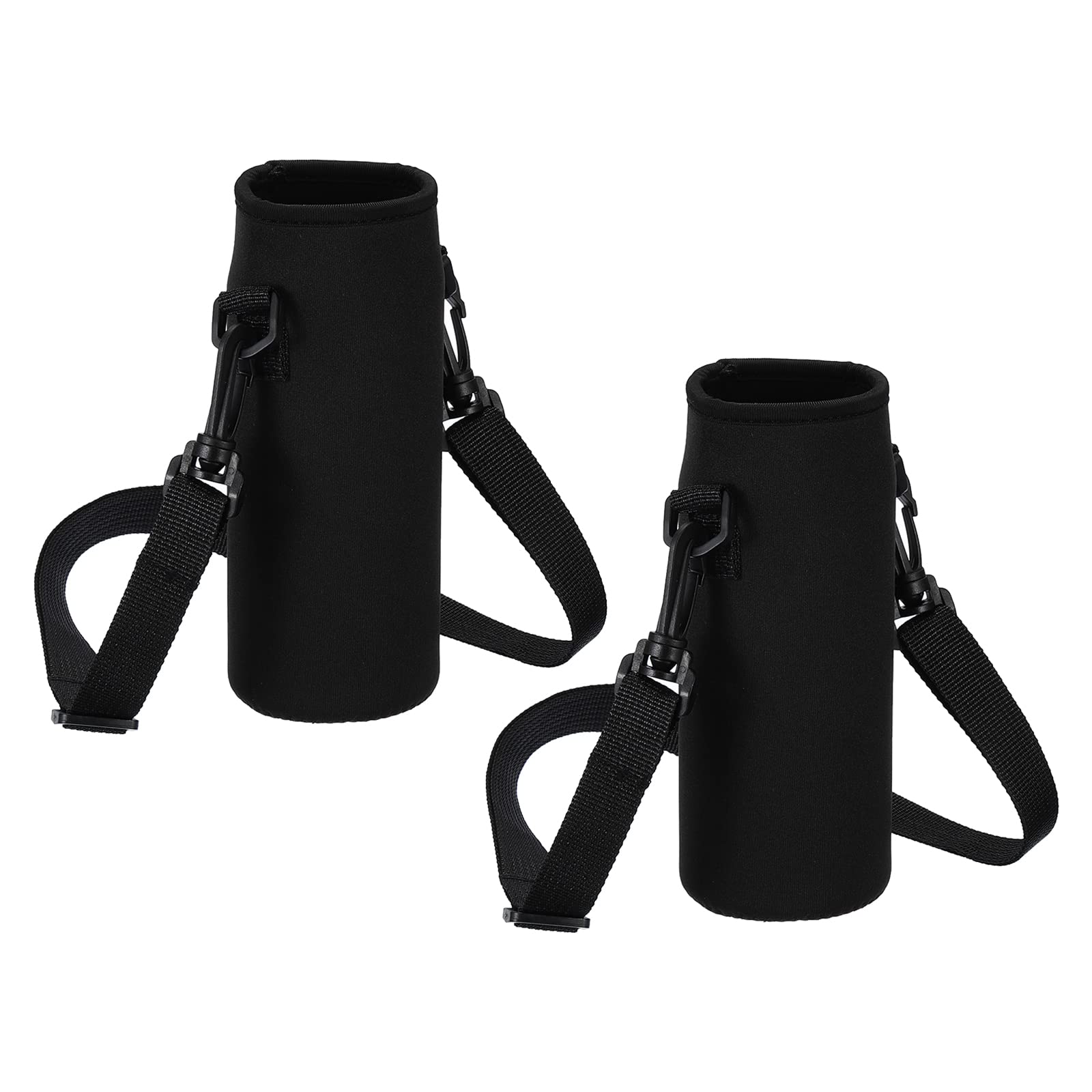 PATIKIL 67mmx185mm Water Bottle Sling Bag, 2 Pack Neoprene Portable Insulated Bottle Holder Carrier with Adjustable Shoulder Strap, Black