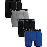 Reebok Mens Boxer Briefs - 4 Pack 6'' Inseam Soft Stretch Performance Mens Underwear Athletic Boxer Briefs with Contour Pouch