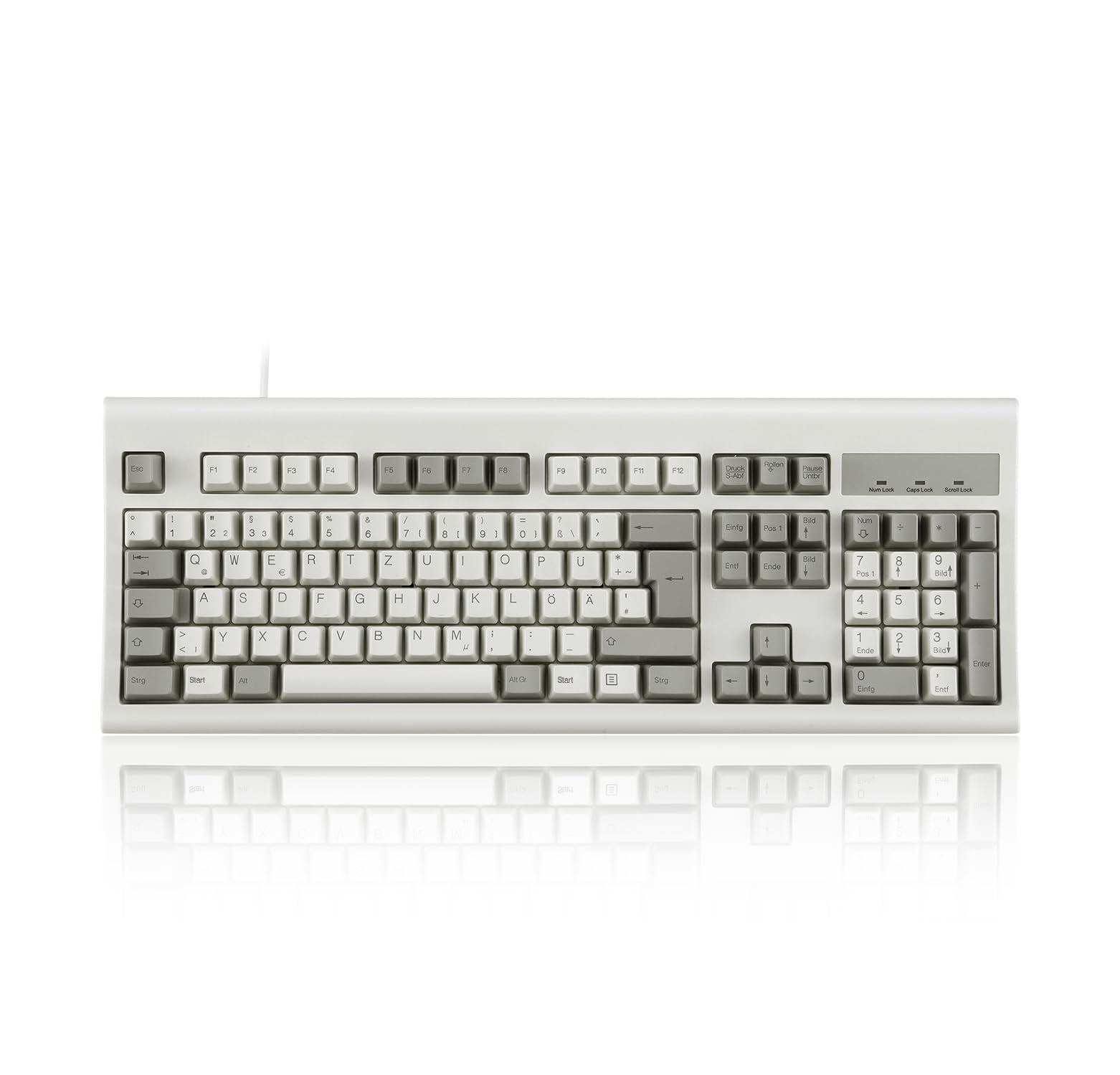 Perixx PERIBOARD-106M Full Format USB Wired Keyboard with Ergonomic Design, Retro/Vintage Design, Grey/White