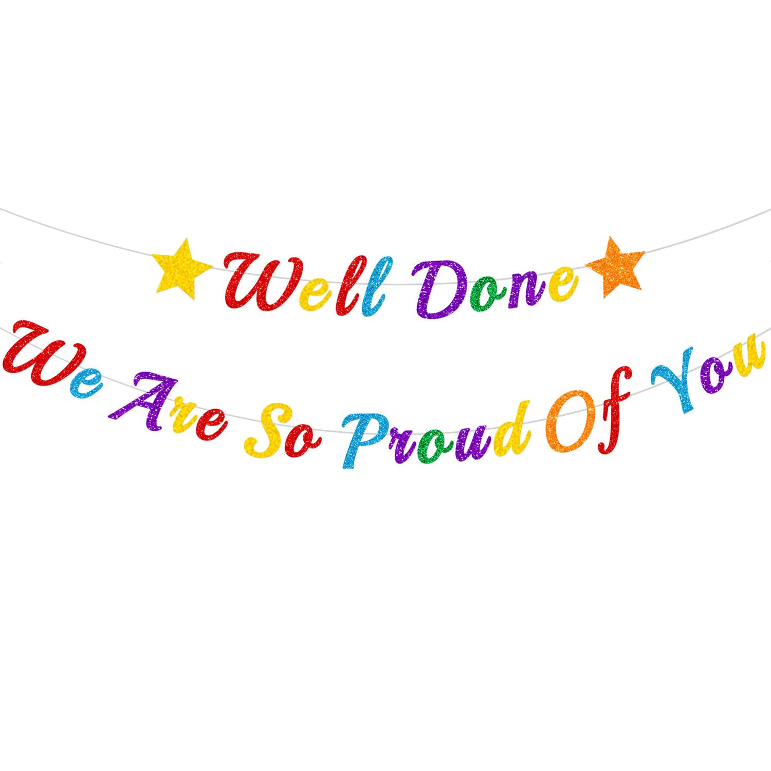 Elicola Graduation Decorations Banner 2025 'We Are So Proud Of You' Well Done Glittery Bunting Party Decor/Retirement Congratulations Grad Party Decorations Colorful — image 1