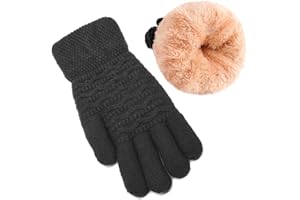 FENELY Women's Winter Warm Touch Screen Gloves Womens Thermal Cable Knit Wool Fleece Lined Glove for Cold Weather