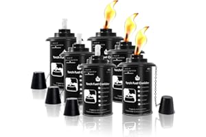 ZSZMFH 6 Pack Torch Canisters,12 oz Bamboo Torch Refillable Replacement Canister, Outdoor Citronella Fuel Torch Canister with Wicks and Covers,for Luau Party, DIY Garden Decor.
