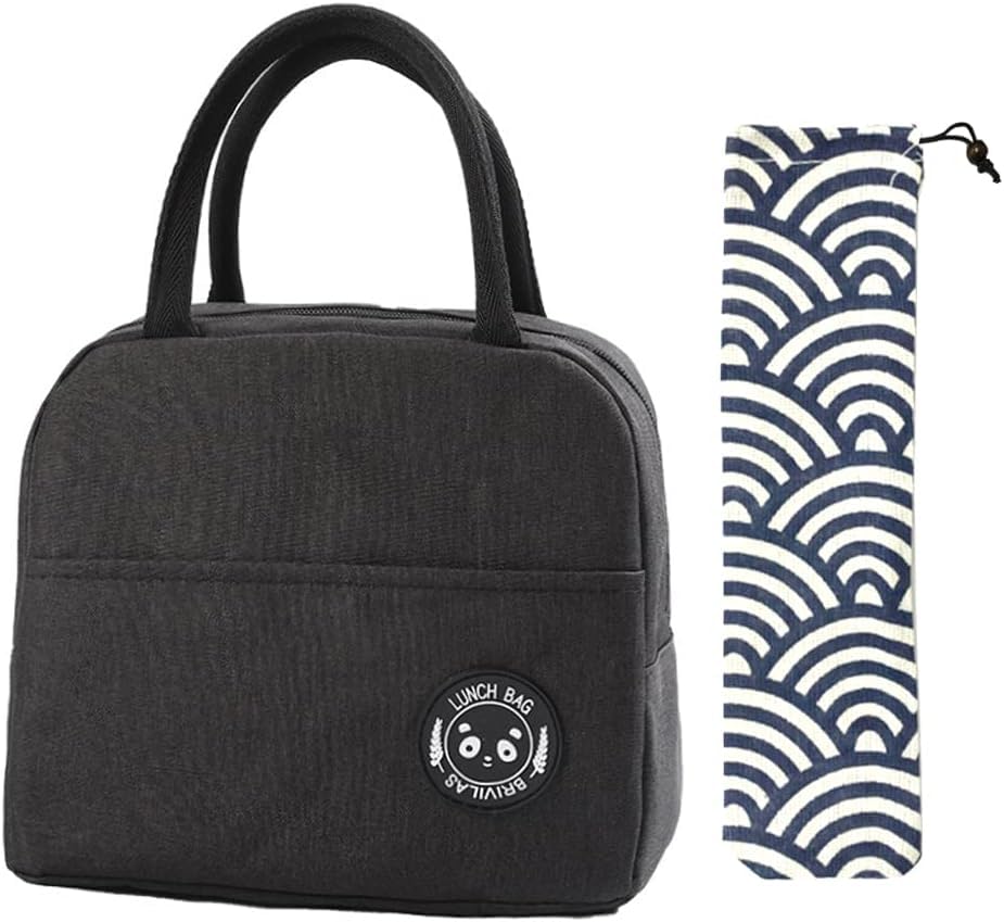 Lunch Bags for Women Insulated Lunch Bags Adults Cooler Bag Water-Resistant Thermal Leak-Proof Lunch Organizer for Children Girls Men Work Picnic Black