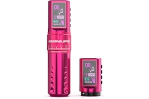 WORMHOLEPRO WORMHOLE PRO 7 Adjustable Strokes Tattoo Gun VIRGO Wireless Tattoo Machine with Coreless Motor 1,800 mAh Capacity Replacement Power Supply Digital LED Display Tattoo Pen for Tattoo Artists CHKP15-A