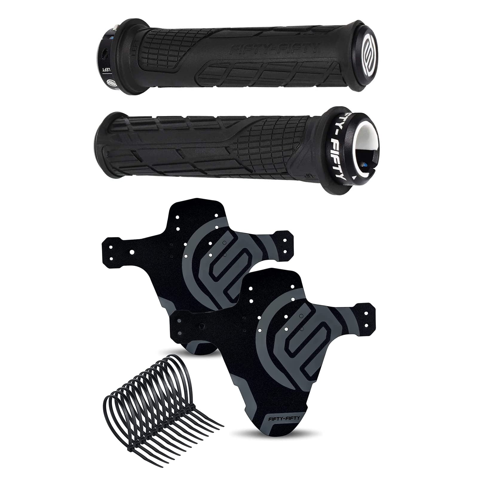 Photo 1 of FIFTY-FIFTY Mountain Bike Handlebar Grips, Single Lock-on MTB Grips, Mountain Bike Fender, MTB Mudguard Fits 26", 27.5", 29"