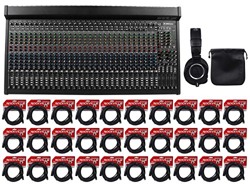 Package: Mackie 3204VLZ4 32-channel 4-Bus FX Mixer with Integrated USB Interface+Over Ear Professional Studio Monitor Collapsible Headphones+20 Foot Nickel Plated Female to Male XLR Microphone Cables