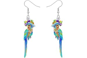 NEWEI Acrylic Cute Macaw Parrot Bird Earrings Dangle For Women Girls Animals Jewelry Gifts Charms Hawaii Accessories