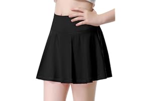 QooNoo Girls Pleated Tennis Skirt Athletic Running Skorts for Kids High Waisted Golf Skorts with Pockets Casual