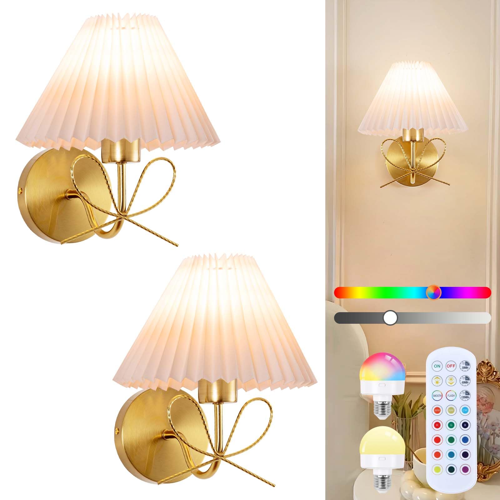 Photo 1 of **MISSED PARTS**
ADISUN Modern Wall Sconce Set of Two, Battery Operated Wall Sconce Remote Control Dimmable Wall Lamp Wireless Sconces for Living Room Bathroom Dining Room Corridor Staircase