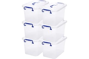 ZHENFAN 6-Pack Clear Storage Box 7 Quart, Plastic Storage Latch Bins with Handle 6.5 Liter