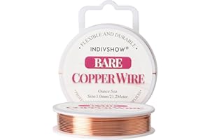 INDIVSHOW 18 Gauge Bare Copper Wire for DIY Jewelry Making, Carving, and Gemstone Wrapping, Copper wire for DIY Crafts and Gardening 1mm/69FT
