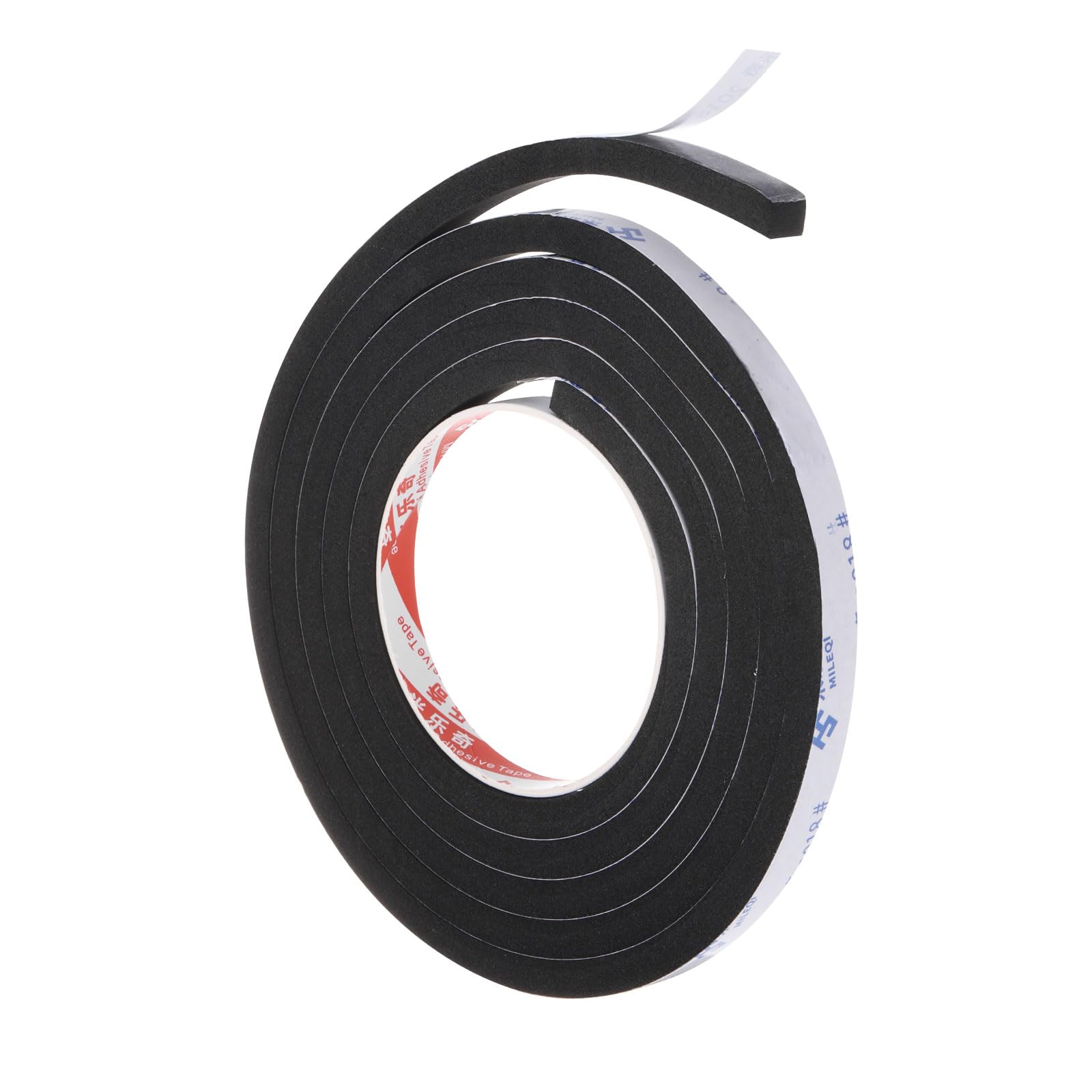 PATIKIL 2m/6.6ft Sealing Foam Tape, 1cm Wide 10mm Thick Single Sided Weather Stripping Door Seal Strip for Window Door Insulation, Black