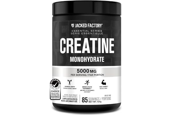 Jacked Factory Creatine Monohydrate Powder 425g - Canadian-Owned Informed Choice Certified Supplement for Increased Muscle Ma