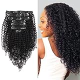 AmazingBeauty 8A 3C and 4A Remy Human Kinkys Curl clip on for hair extensions 120g 22 Inch for Bantu Knotted, Twisted Out