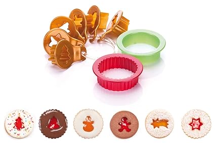 Tescoma 630912 Weihnachtsausstecher für Linzer Plätzchen Delicia, 8 Stück