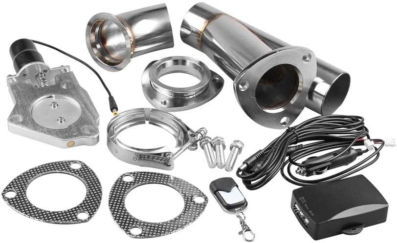 Automobile Exhaust Pipe Car Modification Universal Tail Throat 2.25 2.5 3 Inch Electric Control Exhaust Pipe with Remote Control MDYHJDHYQ (Color : Silver-3Inch)
