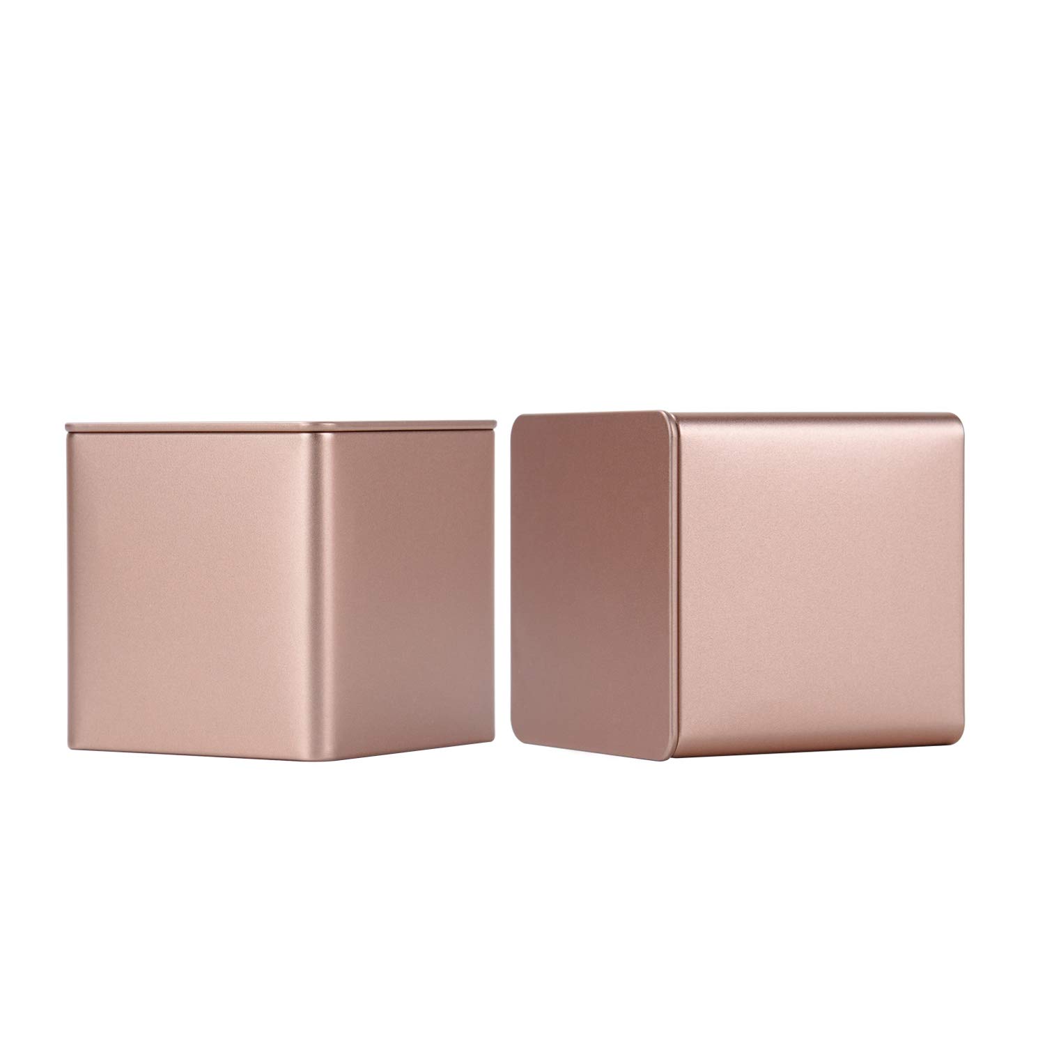 Tianhui Colorful Square Tin Can Empty Cube Steel Box Storage Container for Treats, Gifts, Favors, Loose Tea, Coffee and Crafts, Mini Portable Small Storage Kit (Gold, 2-Small)