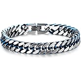 COOLSTEELANDBEYOND Mens Stainless Steel Two-tone Curb Chain Bangle Bracelet, Satin Finish