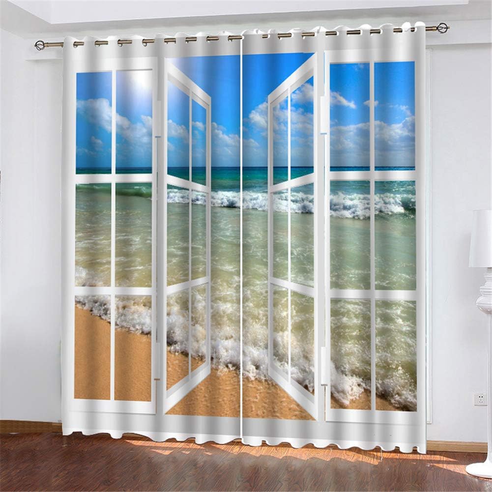 Dschungel Vorhänge 2er Set - Tropische Baum Muster 200x140cm Blickdicht