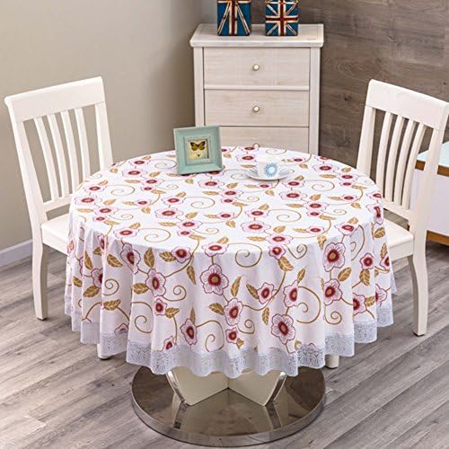 RUOYOU Waterproof Table cloth,Oil-proof Tablecloths Pvc Round Table cover Plastic Table linen Thicken Table mats For Home Restaurants-E diameter134cm(53inch)