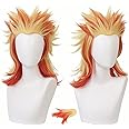 Liamiona Cosplay Wig Anime Red Yellow Short Curly Heat Resistant Hair Halloween party Costumes wig + free wig cap
