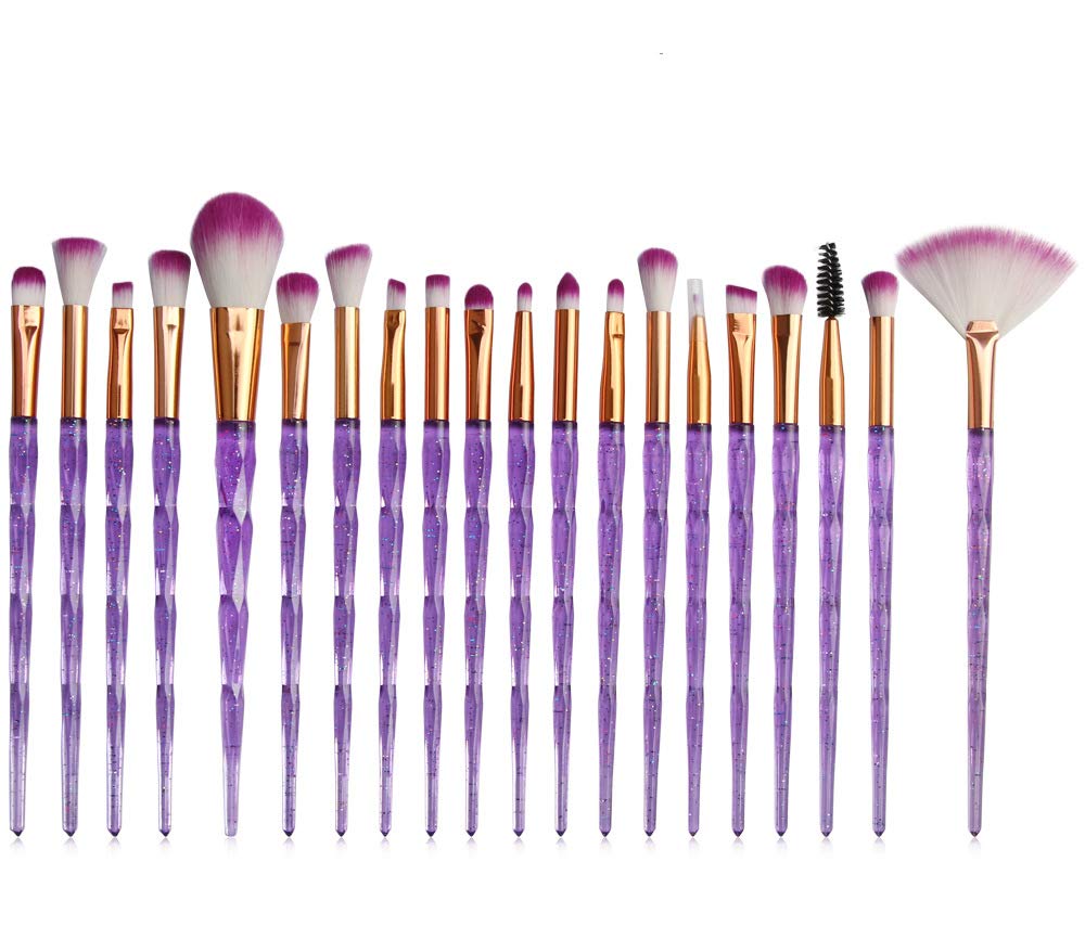 KOLIGHT 20pcs Cosmetic Makeup Brushes Set Eyeshadow Lip Brush for Beautiful Female (bright purple)