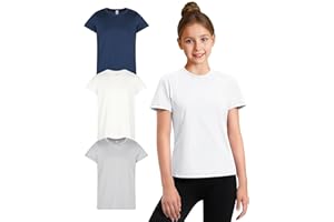 ULTRA PERFORMANCE Girl's Athletic Shirts 3 Pack Crew Neck Short Sleeve Tees Summer Active Tops for Teen Girls Soccer & Sports Tshirts for Teens
