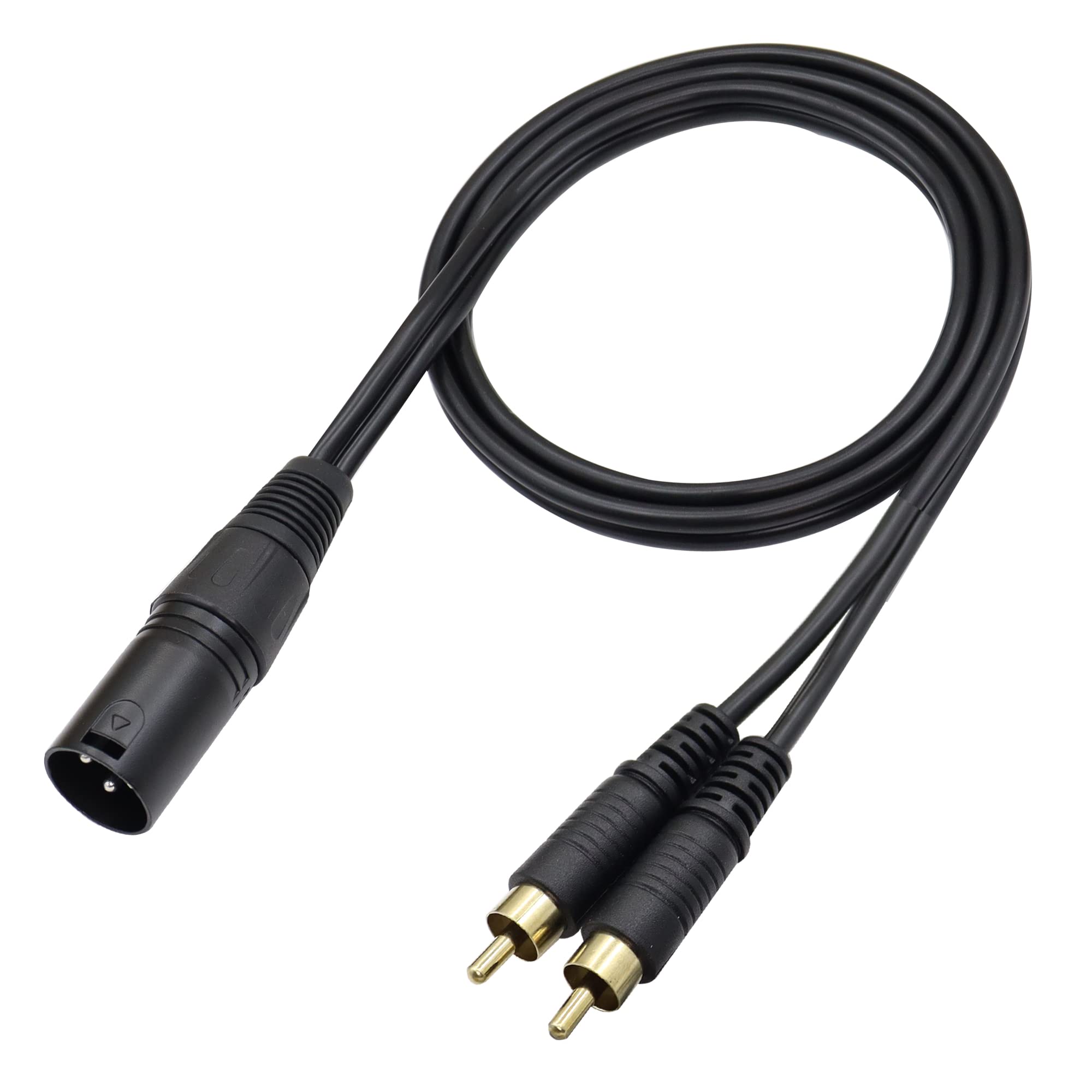 QIANRENON XLR to RCA and Audio Splitter Cable XLR Male to 2 RCA Male Mono Conversion Cable 3 Pin XLR to RCA Dual channel Y Splitter Extension Audio Cable, for Mixer Amplifier KTV, 1m/3.2ft