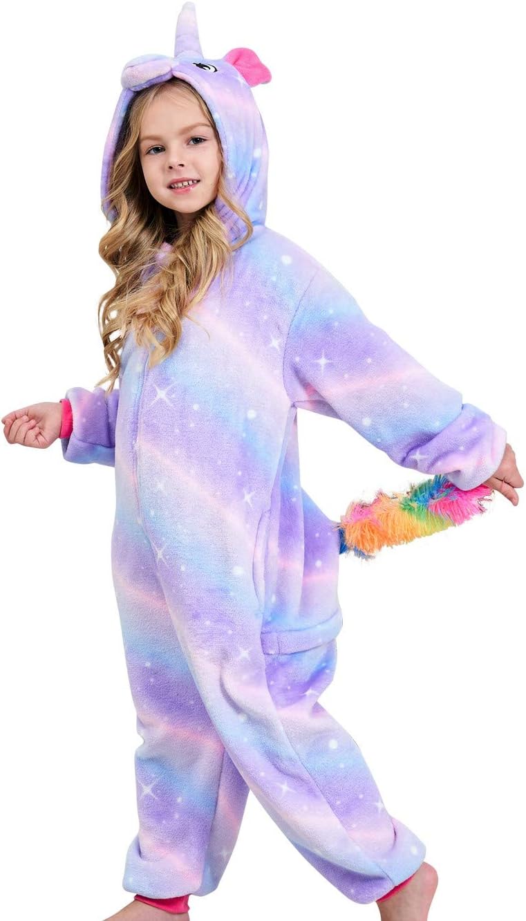 Soft Unicorn Hooded Pajamas Onesie Costume for Girls