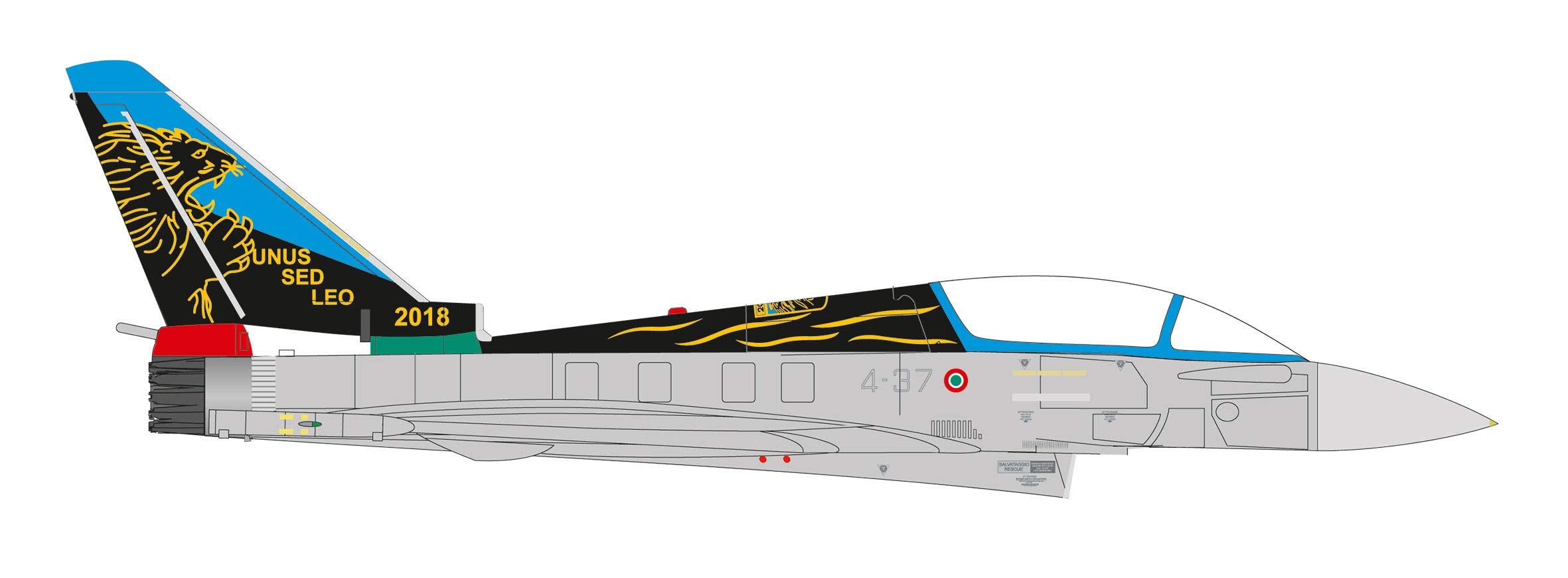 herpa Eurofighter Typhoon two-seater of the Italian Air Force - 20th anniversary of the 100th group in miniature for craft Collection and as a gift
