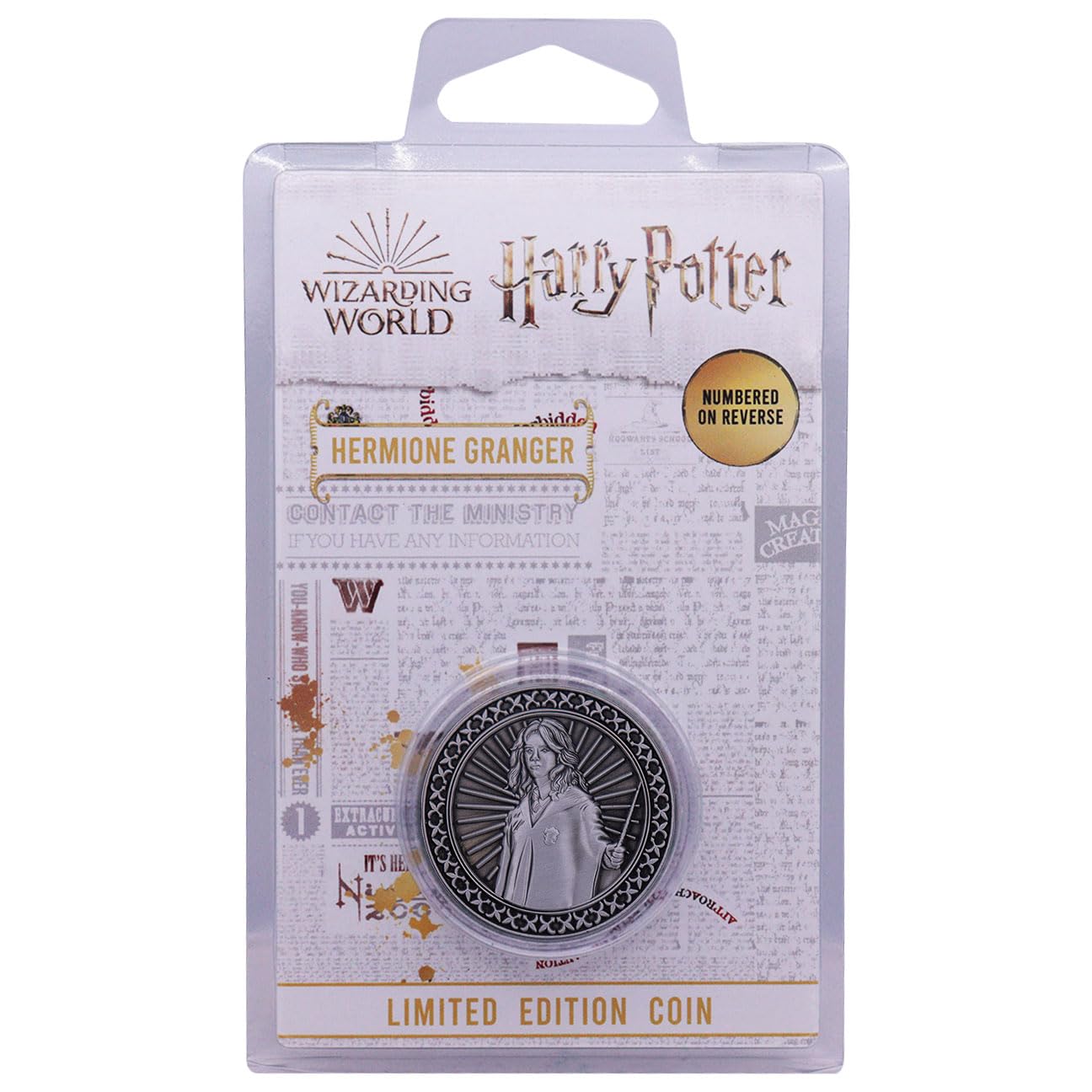 Harry Potter Hermione Granger Collectible Coin – Limited Edition Embossed Double-Sided Coin, Individually Numbered, 38mm Protective Display Pack, Officially Licensed