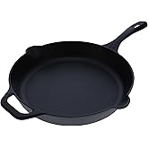 Victoria Cast Iron Skillet Large Frying Pan with Helper Handle Seasoned with 100% Kosher Certified Non-GMO Flaxseed Oil, 12 I