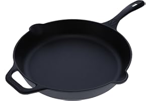 Victoria Cast Iron Skillet Large Frying Pan with Helper Handle Seasoned with 100% Kosher Certified Non-GMO Flaxseed Oil, 12 I