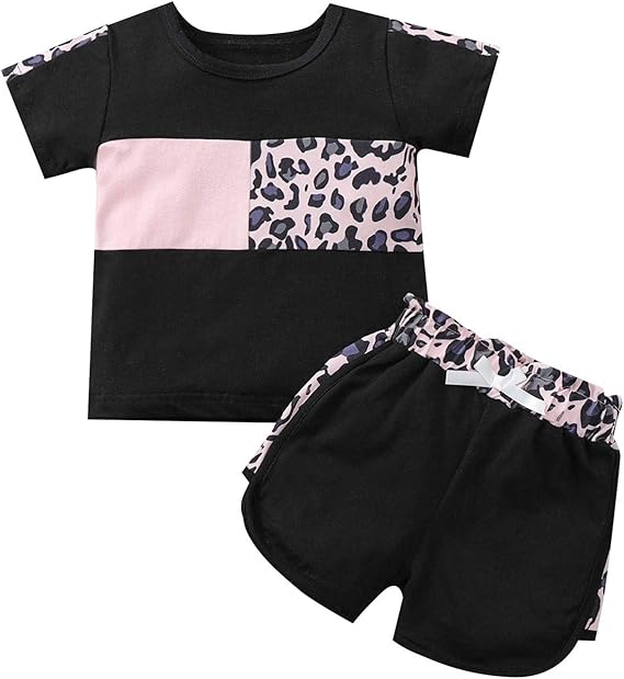 Amazon Cousannory ベビー服 半袖 Tシャツ ショートパンツ セット 子供服 セットアップ ジャージ 夏 キッズ スウェット 上下セット 新生児 赤ちゃん 服 トレーナー ヒョウ柄 スウェットパンツ ストレッチ 2点セット カジュアル スポーツ ジャージ 通販