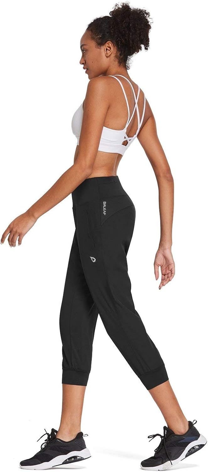 BALEAF Women's 21" High Waisted Capri Joggers Lightweight Cropped Athletic Sport Pants Quick Dry: Clothing