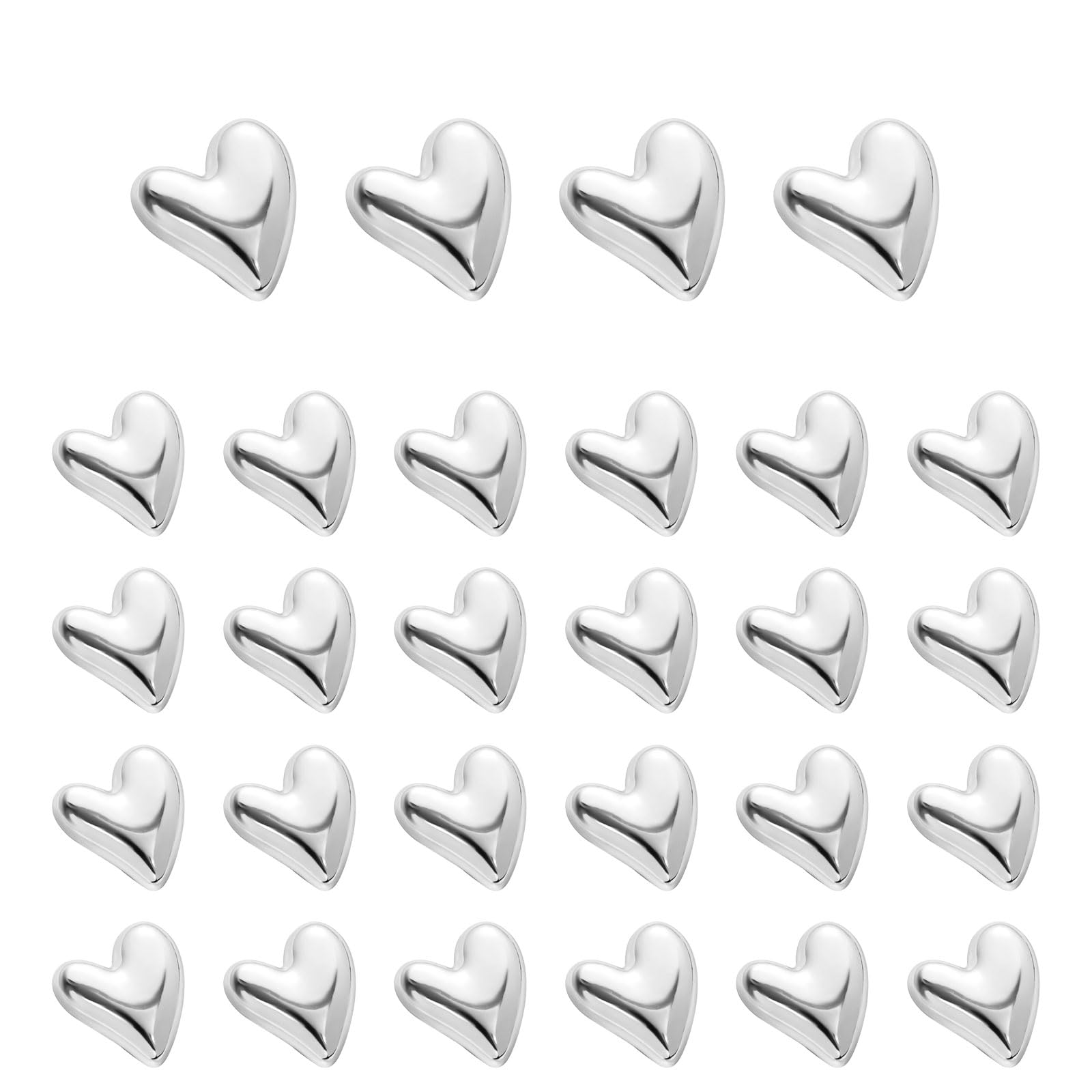 40pcs Heart Refrigerator Magnets, Cute Fridge Magnetic Love Heart Decorative Magnets Small Cute Whiteboard Magnets for Home Kitchen Cabinet Car Decoration (Silver)