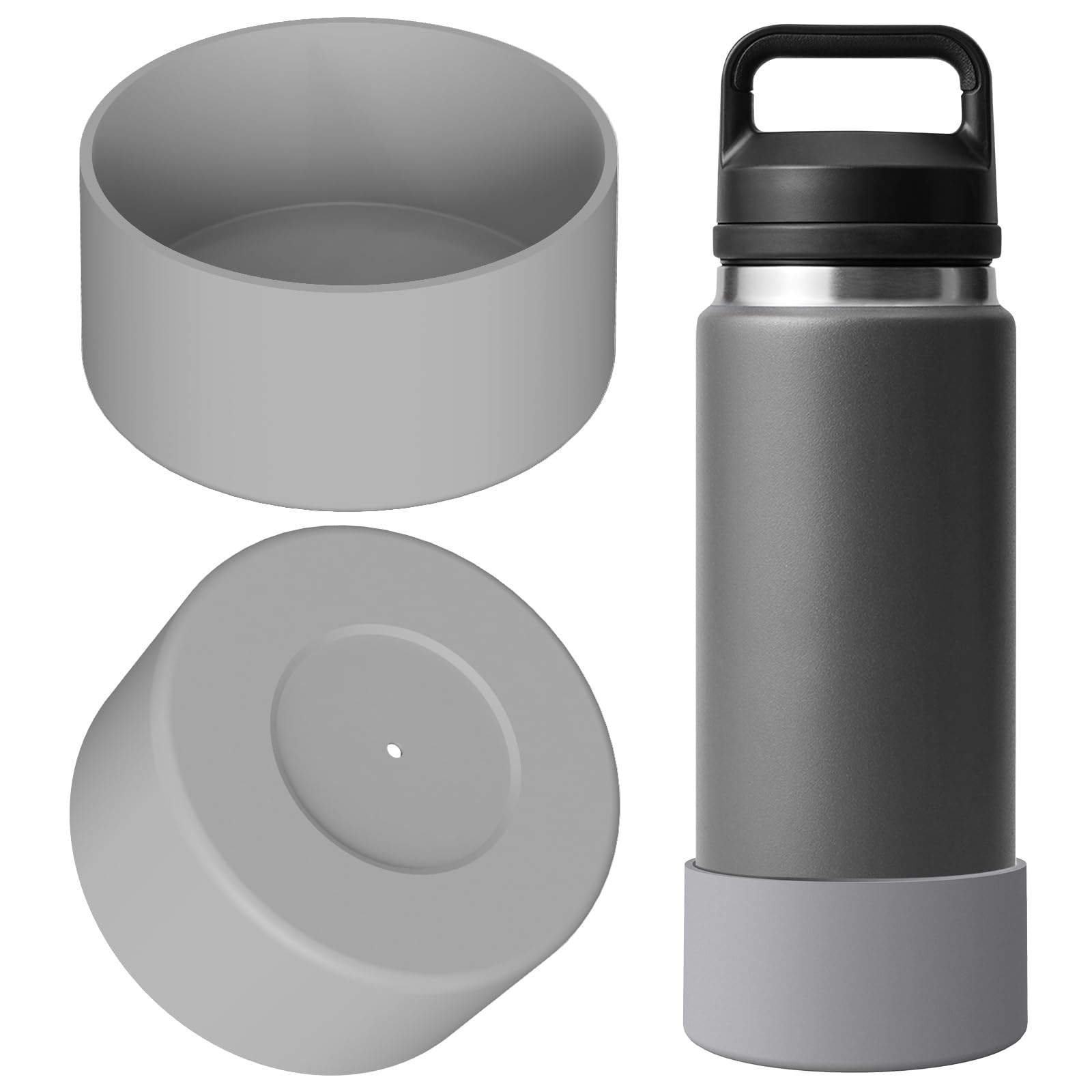 Photo 1 of Linkidea Water Bottle Boot Compatible with YETI Rambler Bottle 26oz, Yonder 34oz, Silicone Anti-Slip Water Bottle Bottom Sleeve Cover Protector (Grey / 2 Pack)