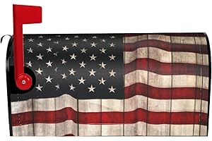 GIANLAIMA American Flag Patriotic Memorial Day 4th July Vintage Wooden Board Mailbox Magnetic Post Mailbox Cover Garden Decor Outdoor Large 25.5" X 21"