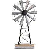 MODE HOME Charming Tall Galvanized Windmill Decor, Metal Windmill Accent for Farmhouse Shelf Decor and Living Room, Adding a Touch of Rustic Farmhouse Decor to Your Home Space
