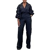 Luotasia 2 Piece Outfits for Women,Dressy Lantern Sleeve Jackets High Waisted Blazer Pants Set for Work Business