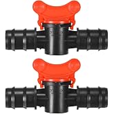 M METERXITY 2-Pack Barbed Ball Valve, for 1 Inch Drip Tubing Plastic In-Line Ball Valve Shut-Off Switch for Irrigation/Greenhouse/Aquariums, Barbed Locking Drip Irrigation Fitting
