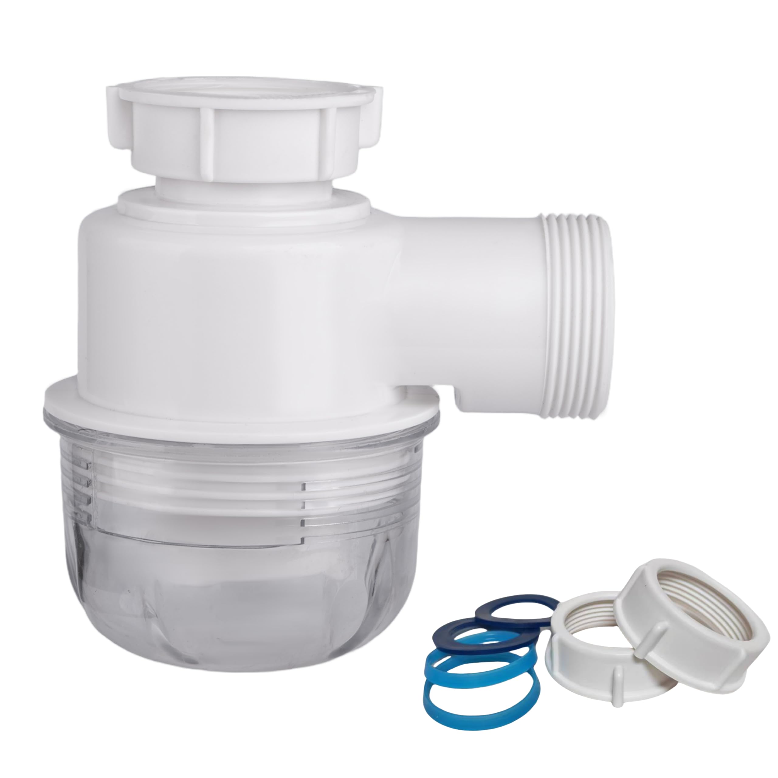 Photo 1 of 1-1/2"×1-1/2" Clear Removable Bottle Trap, P-Trap Replacement, Easy Cleaning, for Kitchen, Bathroom & Garbage Disposal Sink Drain (White-Female)