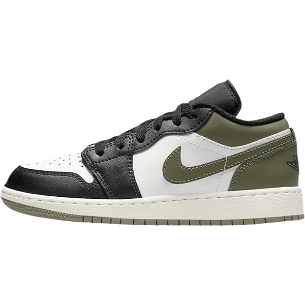 Amazon.com | Jordan Big Kid's 1 Low Black/White-Medium Olive