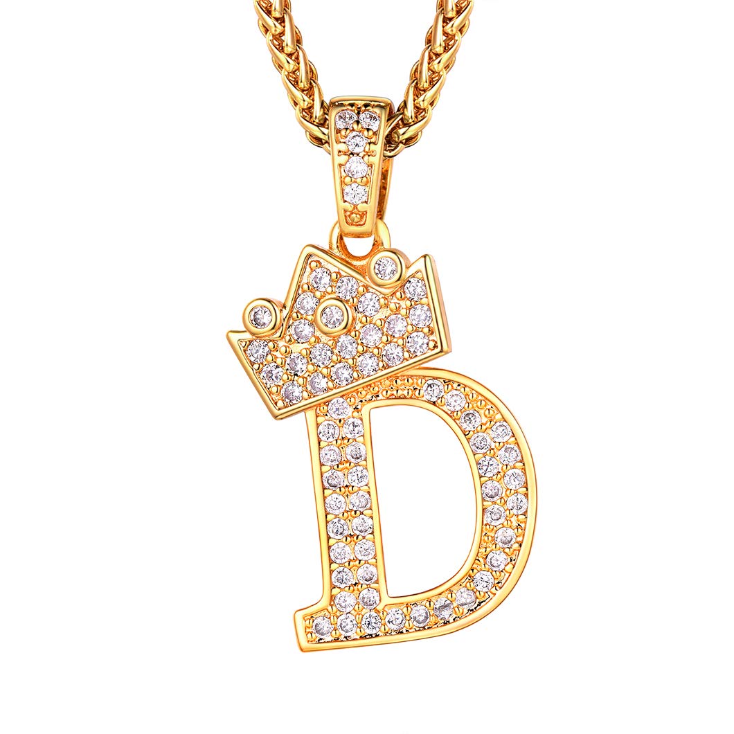 Richsteel Custom Necklace With Initial On It Personalised Jewellery Bling Mens D Letter Pendant
