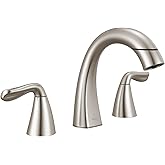 Delta Arvo Brushed Nickel Bathroom Faucet with Sprayer, 8 Inch 3 Hole Widespread Bathroom Sink Faucet with Pull Out Sprayer, Push-Pop Drain, SpotShield Stainless 35840LF-SPPD